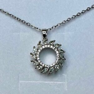 Radiant Circle Sunburst Halo Pendant Necklace | Marquise & Round CZ